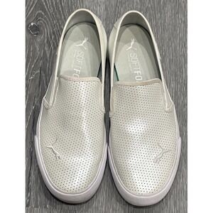 Puma Soft Foam Optimal Comport Loafer White Leather  Slip On Shoes US Womens 9.5